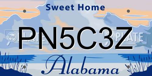 PN5C3Z Alabama License Plate