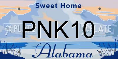 PNK10 Alabama License Plate