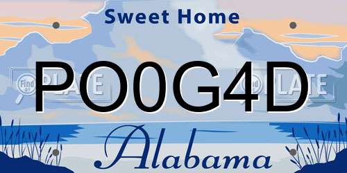 PO0G4D Alabama License Plate