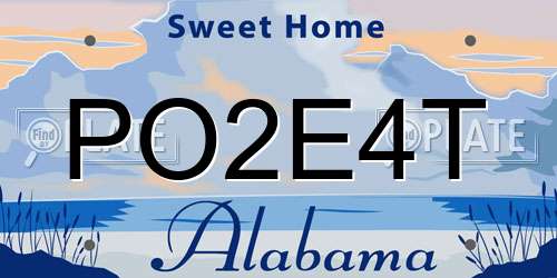 PO2E4T Alabama License Plate