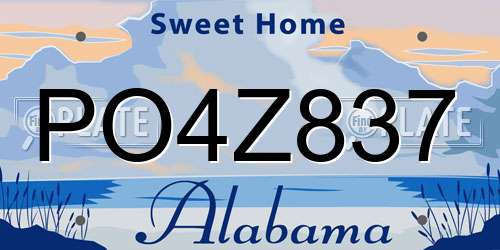 PO4Z837 Alabama License Plate