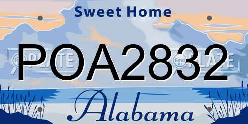 POA2832 Alabama License Plate