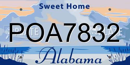 POA7832 Alabama License Plate