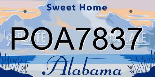 POA7837 Alabama License Plate