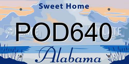 POD640 Alabama License Plate