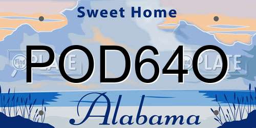POD64O Alabama License Plate