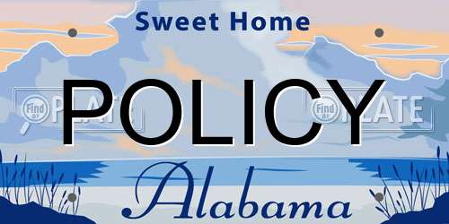 POLICY Alabama License Plate