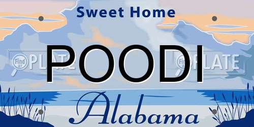POODI Alabama License Plate