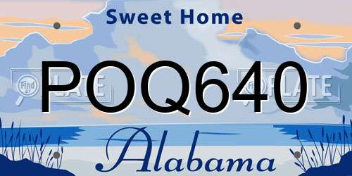 POQ640 Alabama License Plate