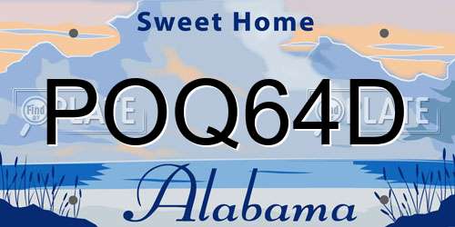 POQ64D Alabama License Plate