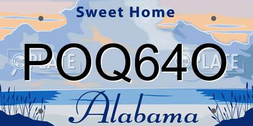 POQ64O Alabama License Plate