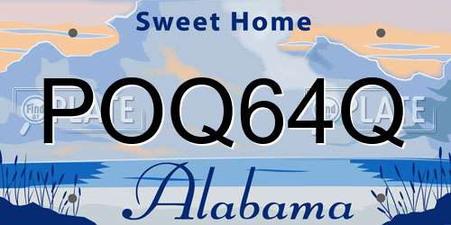 POQ64Q Alabama License Plate