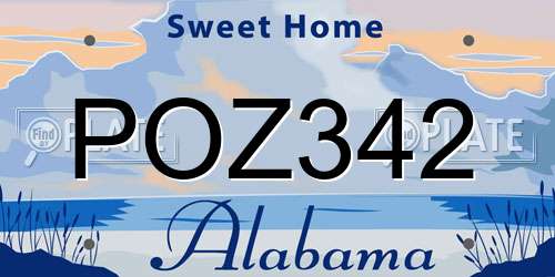 POZ342 Alabama License Plate