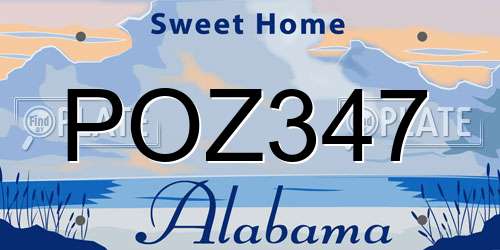 POZ347 Alabama License Plate