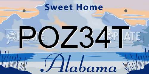 POZ34T Alabama License Plate