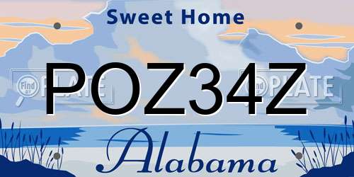 POZ34Z Alabama License Plate