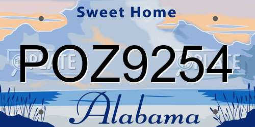 POZ9254 Alabama License Plate