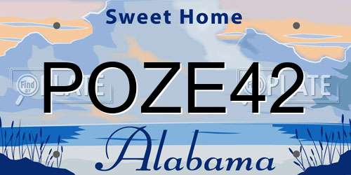 POZE42 Alabama License Plate