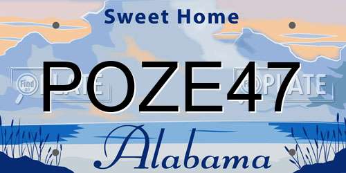 POZE47 Alabama License Plate