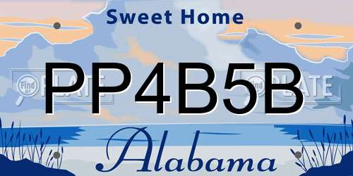 PP4B5B Alabama License Plate