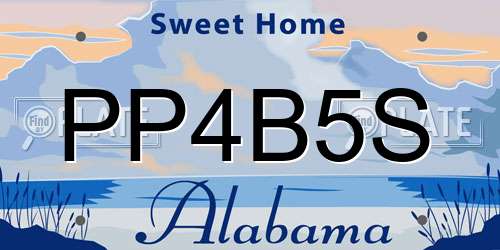 PP4B5S Alabama License Plate