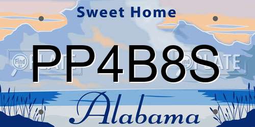 PP4B8S Alabama License Plate