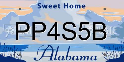 PP4S5B Alabama License Plate