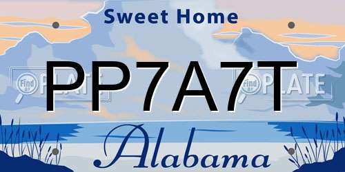 PP7A7T Alabama License Plate