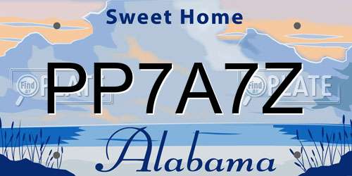 PP7A7Z Alabama License Plate
