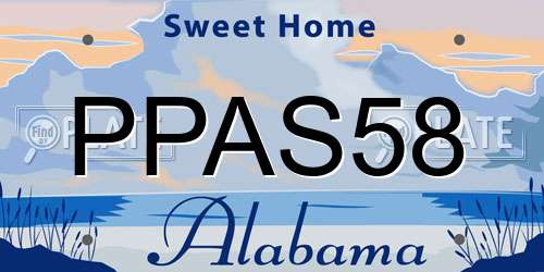 PPAS58 Alabama License Plate