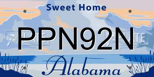 PPN92N Alabama License Plate