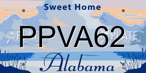 PPVA62 Alabama License Plate