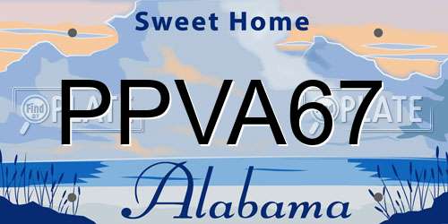 PPVA67 Alabama License Plate