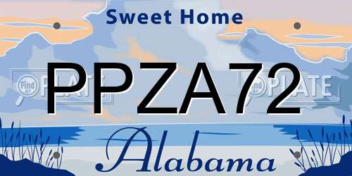 PPZA72 Alabama License Plate