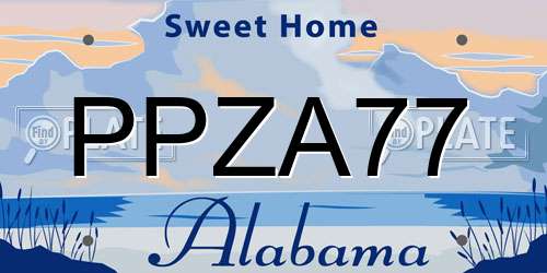 PPZA77 Alabama License Plate