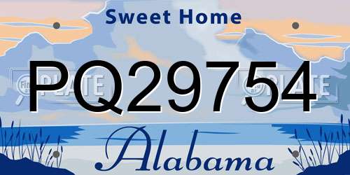 PQ29754 Alabama License Plate