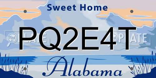 PQ2E4T Alabama License Plate