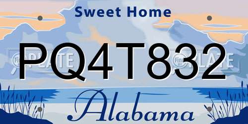 PQ4T832 Alabama License Plate