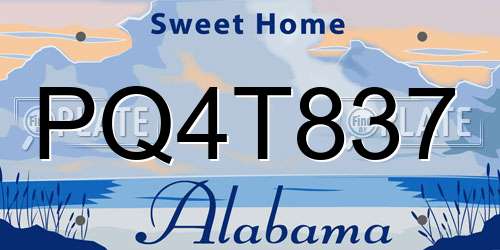 PQ4T837 Alabama License Plate