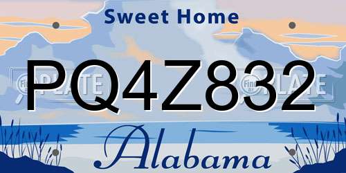 PQ4Z832 Alabama License Plate