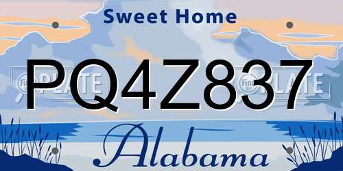 PQ4Z837 Alabama License Plate