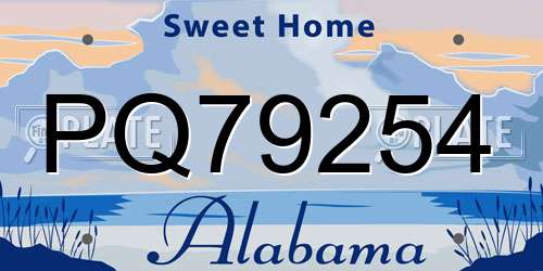 PQ79254 Alabama License Plate