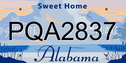 PQA2837 Alabama License Plate