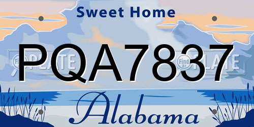 PQA7837 Alabama License Plate