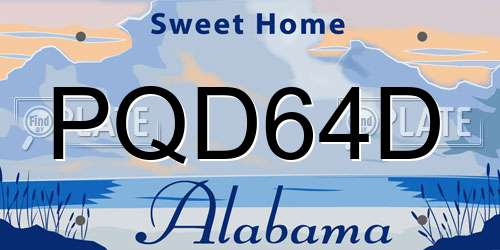 PQD64D Alabama License Plate