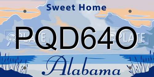 PQD64O Alabama License Plate