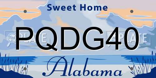 PQDG40 Alabama License Plate