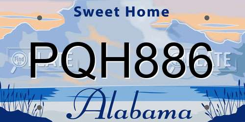 PQH886 Alabama License Plate