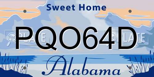 PQO64D Alabama License Plate