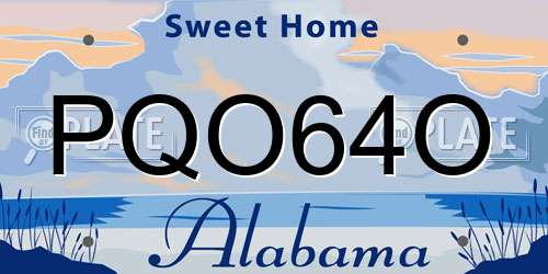 PQO64O Alabama License Plate